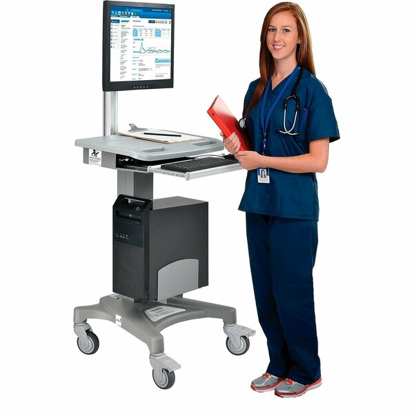 Global Industrial Mobile Standing Computer Workstation, Gray 695436B